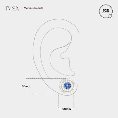 White and Blue Round Earrings